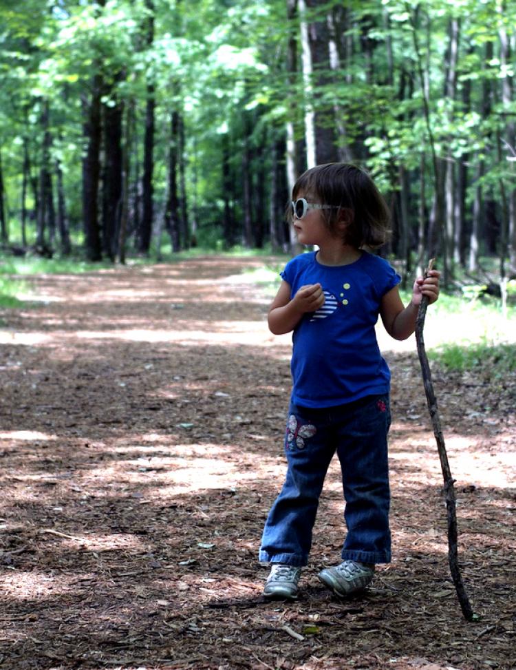 girl with hiking stick